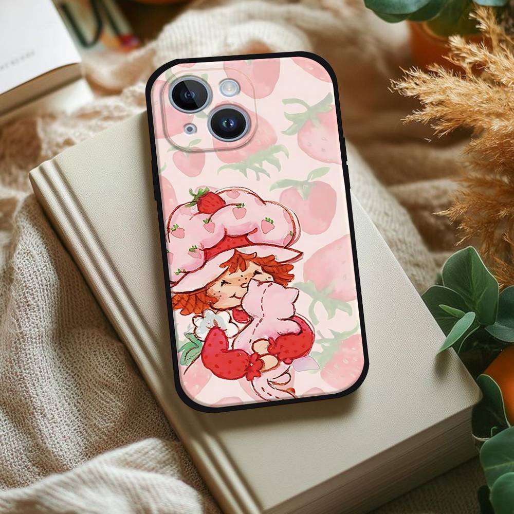 Strawberry S-Shortcake Phone Case For IPhone 1716 15 14 13 Pro Max 11 12 Mini X Xs XR Black Silicone Cover