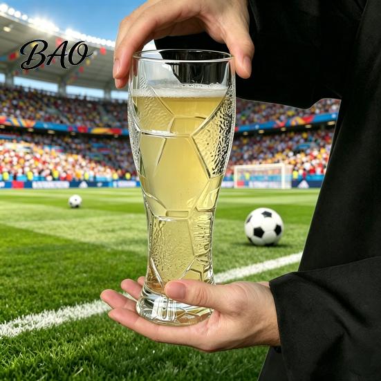 Durable Beer Mug Football Glass, 300ml/450ml Capacity Transparent Craft Easy Clean Glass for Home Bar, Soccer Tumbler Sports Fans Stain Resistant