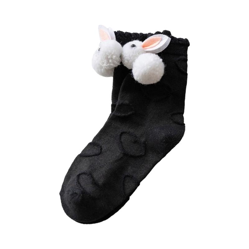Women Calf Socks Ruffle Crew Socks Cotton Bootie Socks Lolitas Loose Socks Cute Rabbit Ankle Socks JK Middle Tube Socks