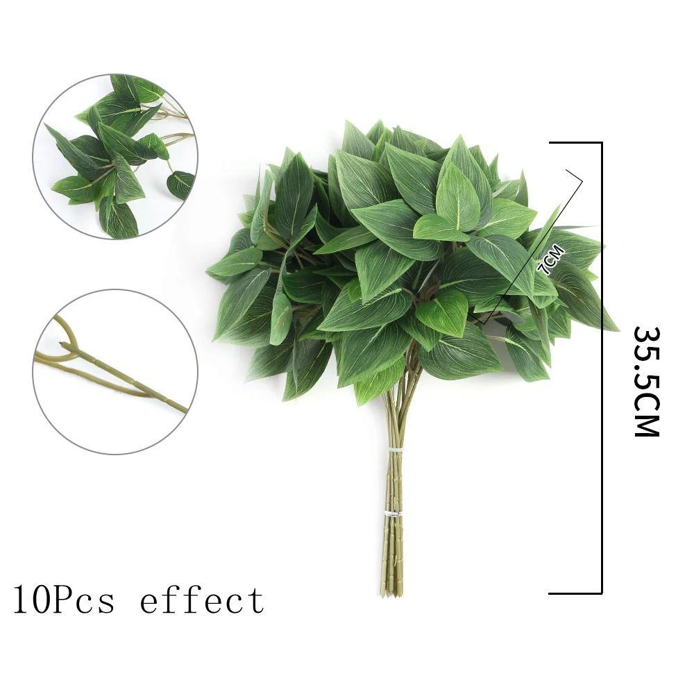 10Pcs Artificial Leaf Plant Bouquet Fake Leaf for Home Room Decor Garden Wedding Marriage Decoration Outdoor Garland Ornaments