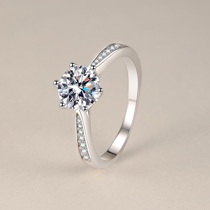 D VVS1 Moissanite 1ct CopperRing for Women Engagement Wedding Simple Jewelry Birthday Gifts Fashion High Quality