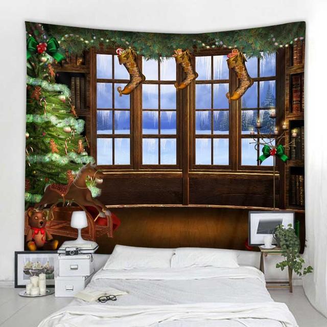 Christmas Tapestry Wall Hanging Christmas Tree Fireplace Decoration Environmentally Friendly Printing Soft Hanging Cloth