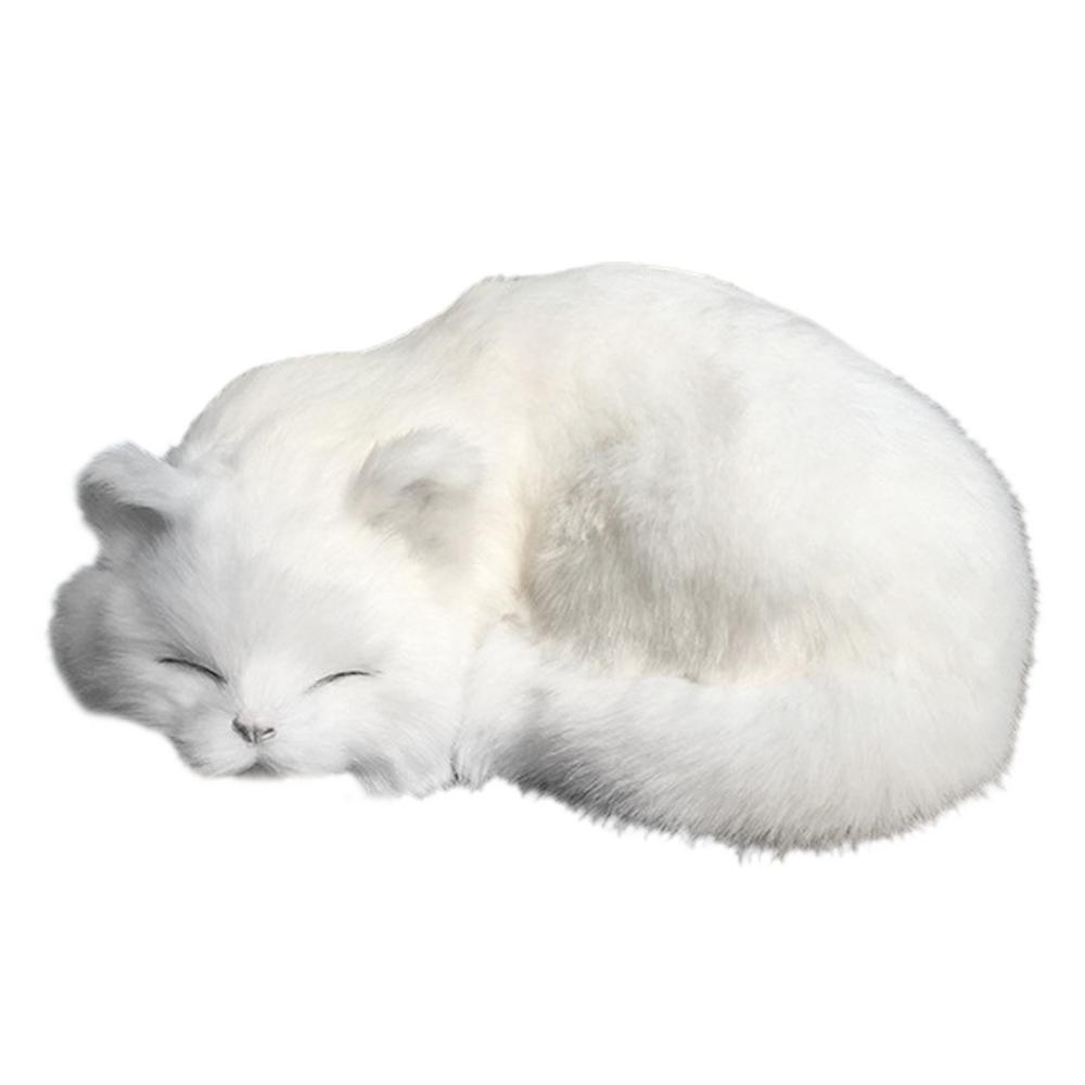 Realistic Animal Model Car Ornaments Cute Kitty Doll Dashboard Decor Cat Plush Stuffed Animals Toy Auto Accessories