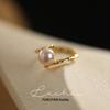 S925 Sterlingsilber Offener Perlenring: Damen Luxus Mode Zeigefinger Design