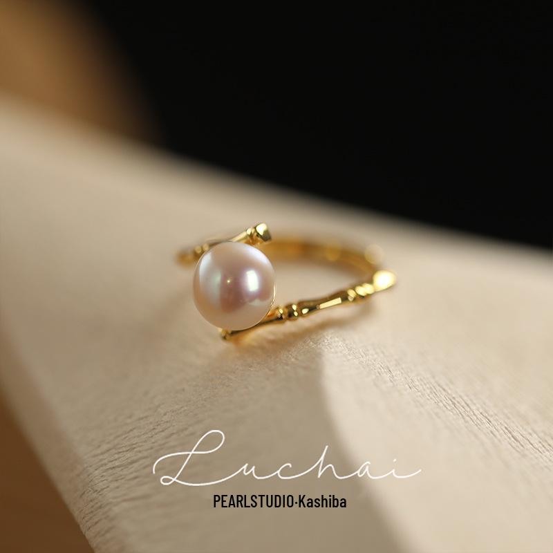 S925 Sterlingsilber Offener Perlenring: Damen Luxus Mode Zeigefinger Design