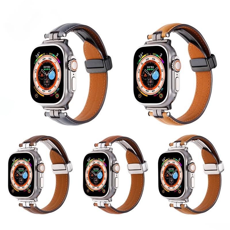 

Ремешок из натуральной кожи с текстурой сумасшедшей лошади или для iwatch Series Ultra 8 7 6 6 SE 5 4 3 2 1 пряжка из нержавеющей стали для Apple Watch (49мм 45мм 44мм40мм)
