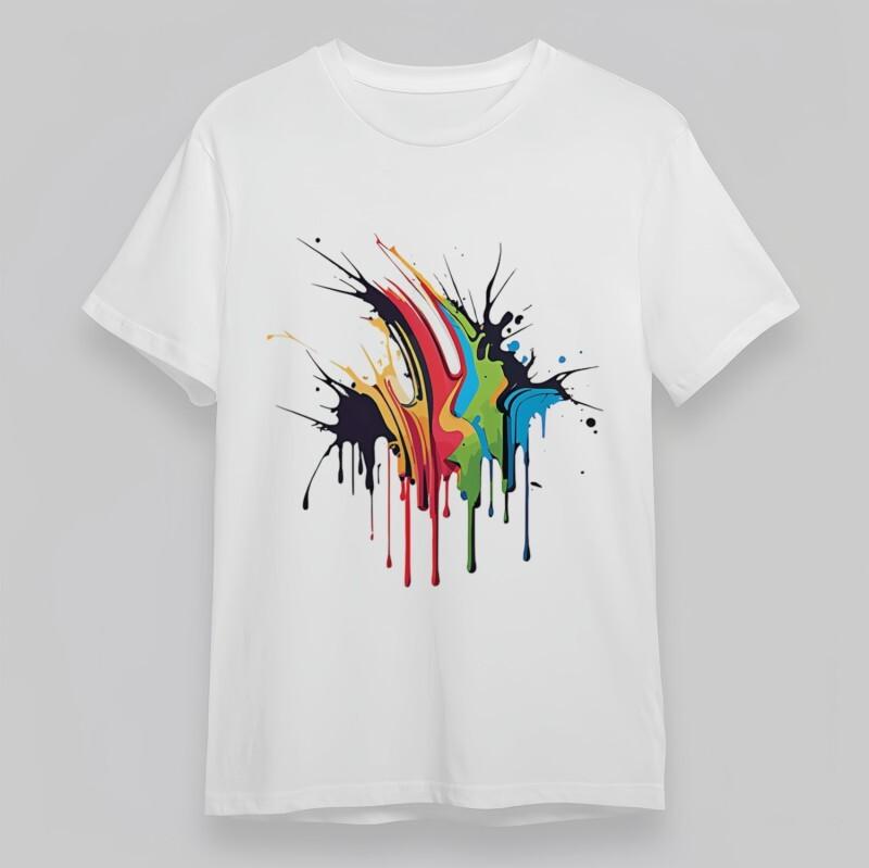 Women's Plus Size Classic T-Shirt Splatter Paint Color Explosion 100% Cotton Tee