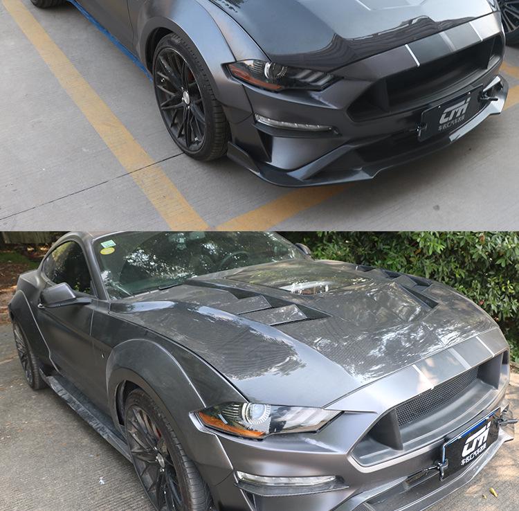 Ford Mustang 18-23 Transparent Carbon Fiber Hood Cover