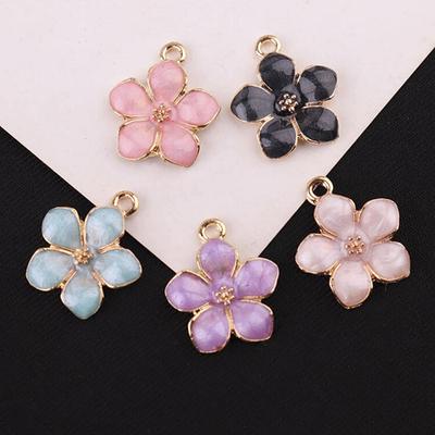 10Pcs/Set Enamel Alloy Flower  Charms Pendant Jewelry Findings Diy Craft Making