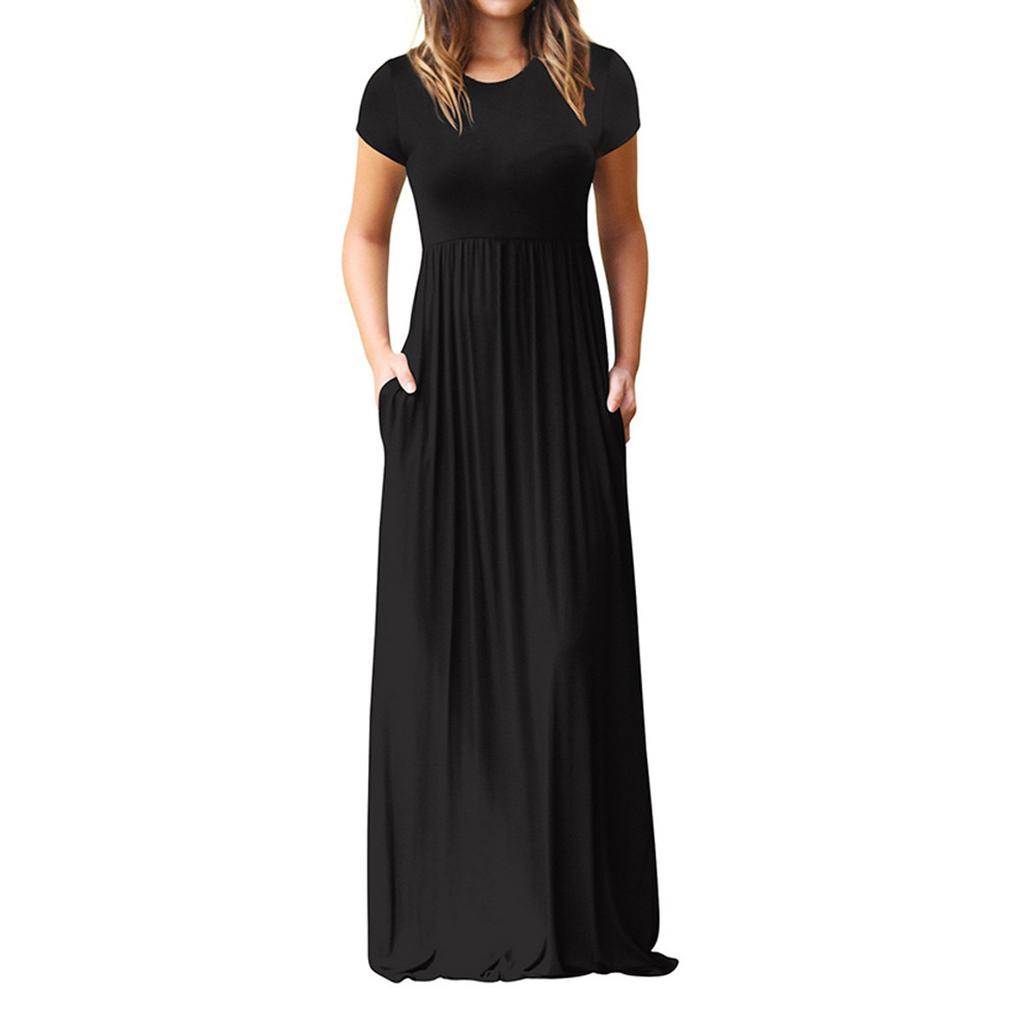 Women's Plus Size Casual Fashion Solid Color Ultra Long Dress