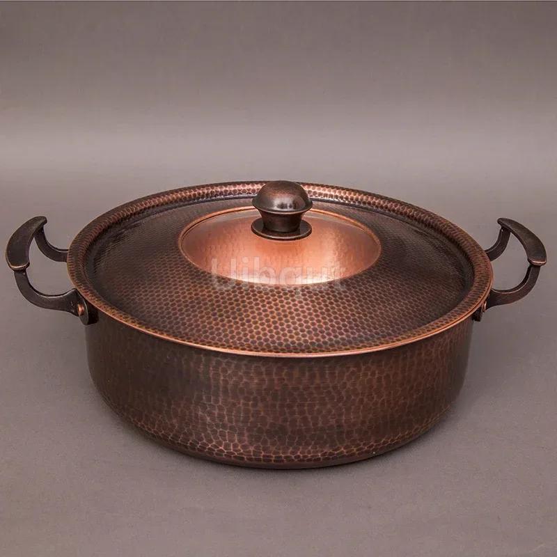 Thickened antique pot Shabu mutton hot pot Copper double flavor hot pots for cooking Induction cooker copper hot pot