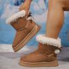 Large Size Thick-soled Snow Boots for Women's Autumn and Winter New Rear Bow Velvet Thickened Cotton Shoes for Women