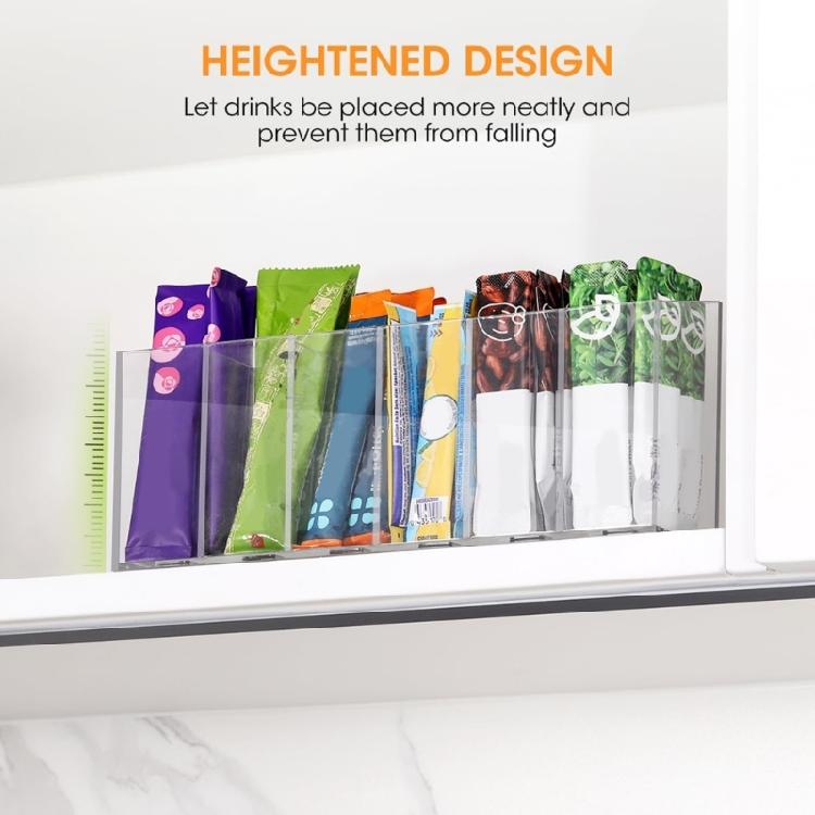 Anpassbarer 6-Fächer Klarer Behälter Verstellbare Trennwände Aufbewahrungs-Organisatoren für Getränkepäckchen Küchenarbeitsplatte