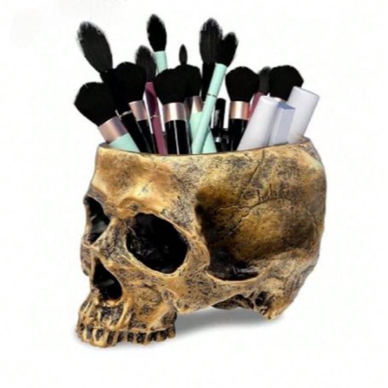 1pc Abstract Skull Flower Pot, Flower Vase Creative Horror Sculpture, Customized Vase, Skull Art Resin Vase Desktop Home Decoration