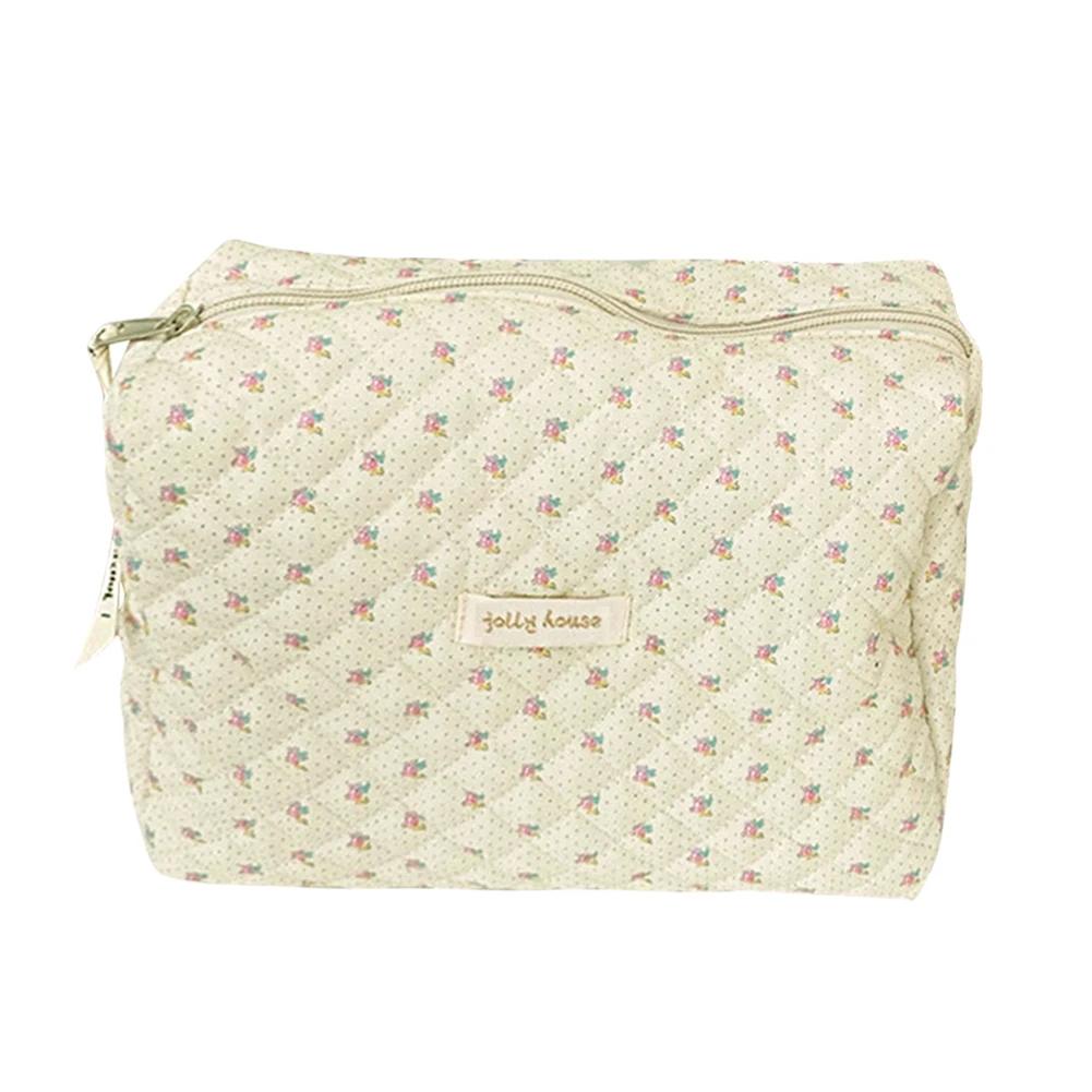 

Женские косметички на молнии, корейские стеганые дорожные органайзеры, портативные клатчи, цветочный принт, большая вместимость для леди, девушки жёлтый