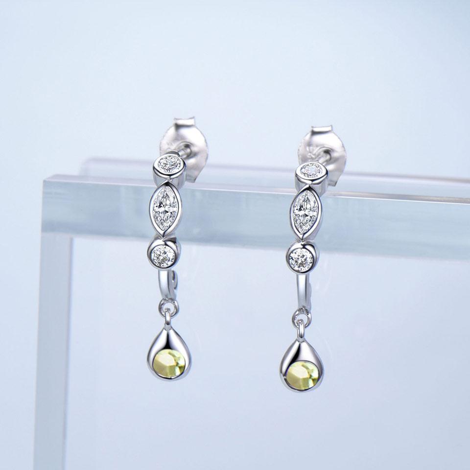 

Роскошные белые серьги с круглым камнем из циркония и перидота, длинные женские серьги из стерлингового серебра 925 пробы оливковое зеленый