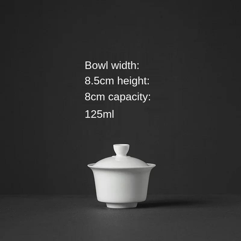 

Ceramic Blanc De Chine Tureen Small Gaiwan Oolong Tea Brewing Bowl Kung Fu Tea Set Direct Sales Tea Maker Chinese Gaiwan