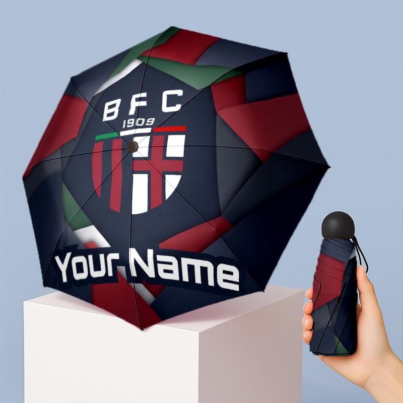 Bologna FC Manual Five Fold 8 Rib Umbrella Support Custom Text, Lightweight Travel Umbrella