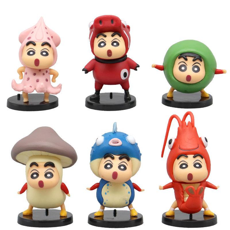 

6 стилей, карандаш Шин-тян, серия ингредиентов, фигурка, гриб, лобстер, осьминог, автомобильное украшение, подарок на день рождения, игрушка, кукла 6pcs-no box