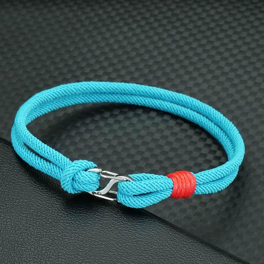 

New 7 Colors Grade A 3mm Rope Bracelet Men Women Stainless Steel Connection Buckle Fabric Braslet Leisure Versatile Accessories 20.5cm 8.1Inch светло-синий
