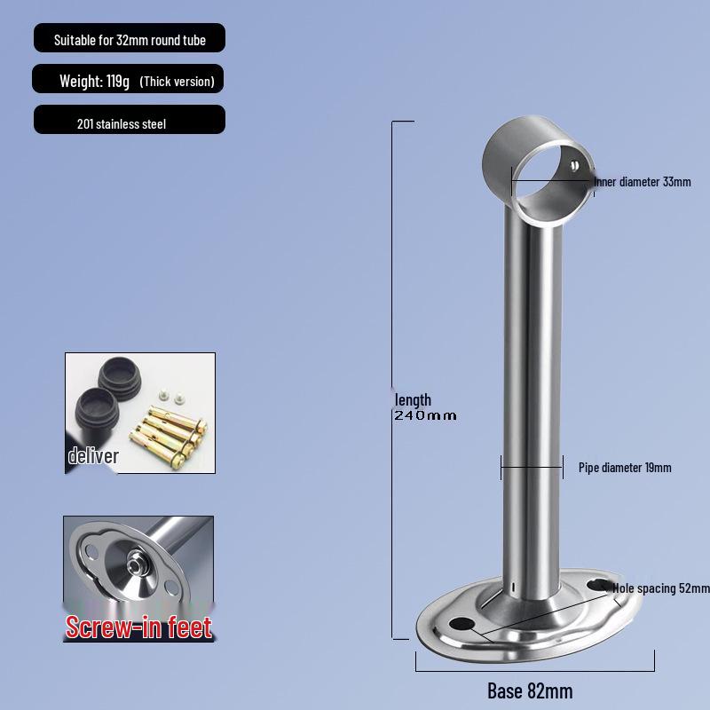 Stainless Steel Ceiling-Mounted Clothes Drying Rod with Flange Base