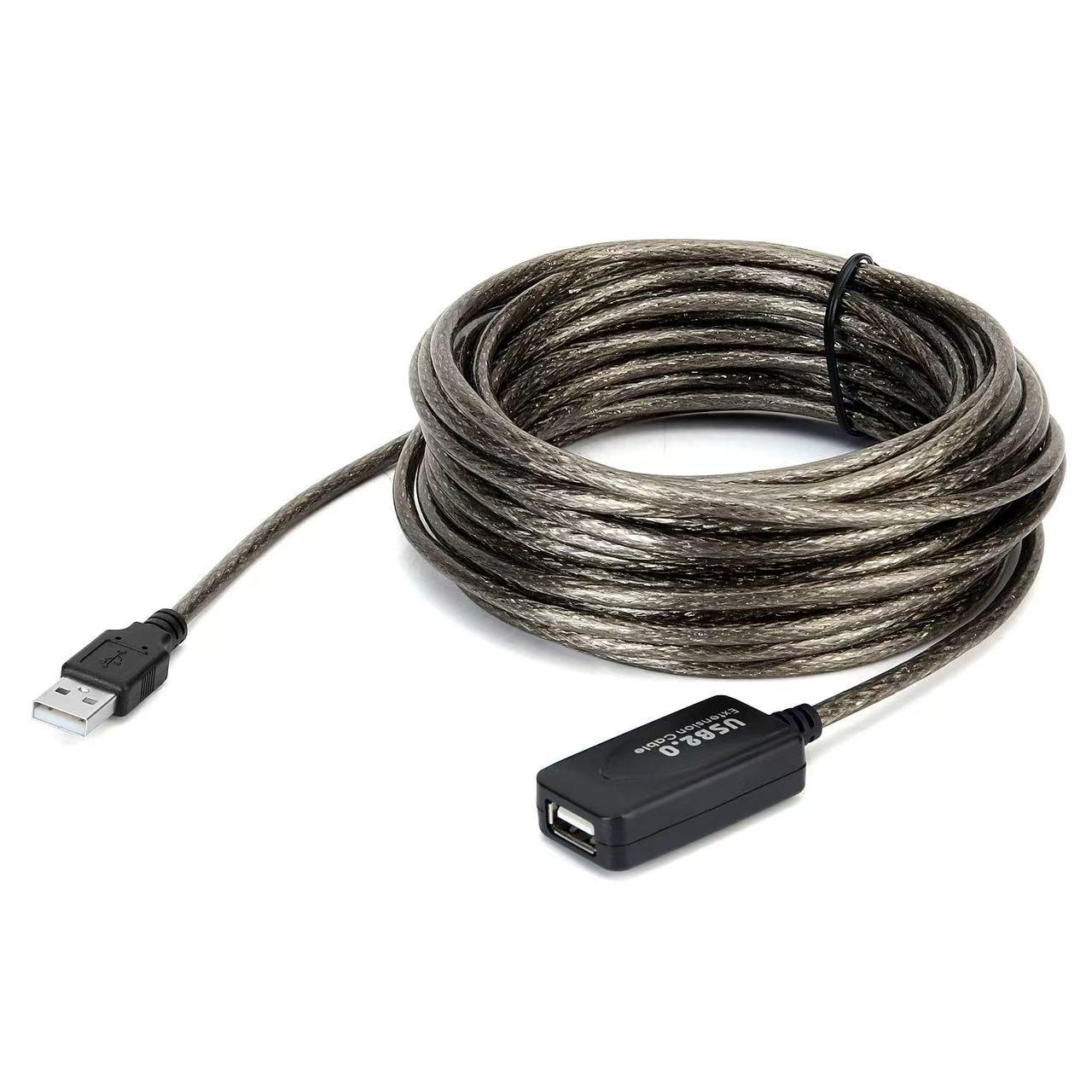 

USB 2.0 Удлинительный кабель со встроенным чипом - Папа на Маму, Доступен в длинах 5 м, 10 м, 15 м, 20 м. 5m чёрный