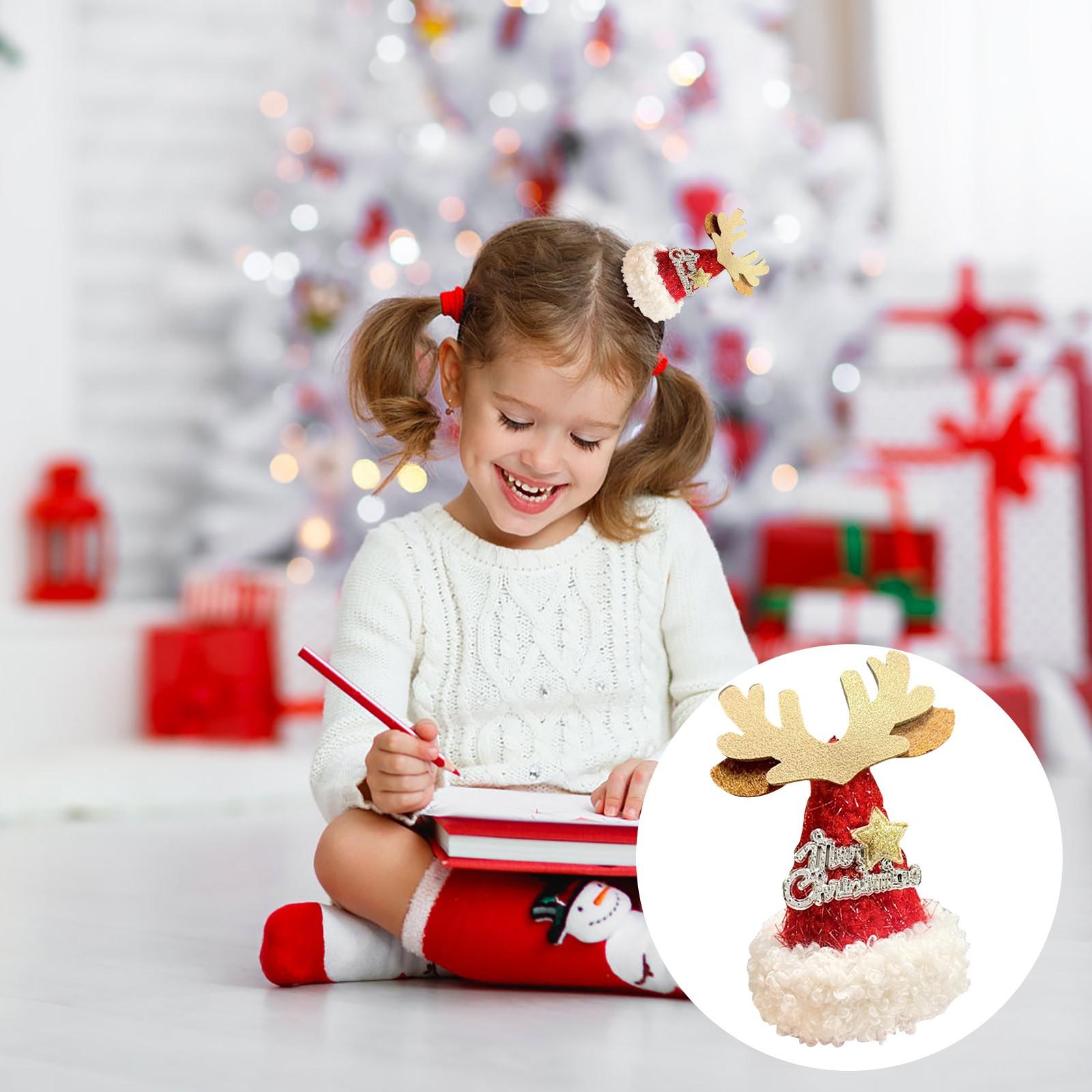 

Рождественская шапка-заколка для волос, плюшевые аксессуары для волос, милые украшения в виде лося, праздничная атмосфера, заколка для волос One Size