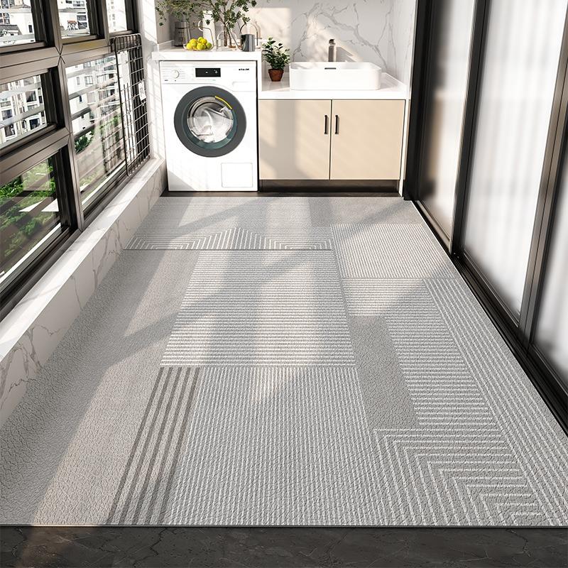 Carpet for Balcony Waterproof Floor Mat Large Gray Carpets Pvc Leather Non-slip Foot Mats Home Decoration Rugs Kitchen