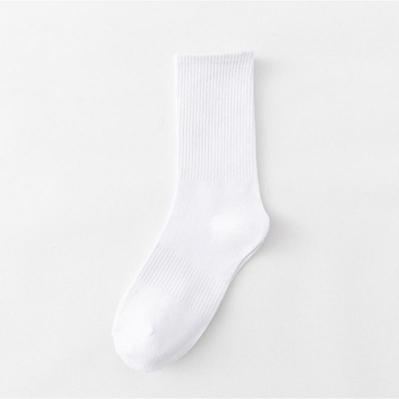 Unisex Mid-Calf White Socks - Versatile, All-Season, Sweat-Absorbing, Thin, Solid Color Ankle-Length