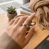 Vintage Bohemian Ring Chinese Style Adjustable Ring Minimalist Enamel Dot Open Ring  Women