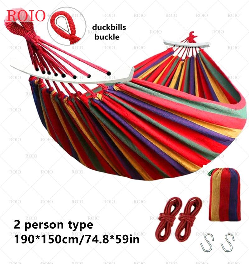 Outdoor Thicken Canvas Hammock Home Garden Leisure 1-2 Person Swing Chair Camping Hunt Rest Stripe Hanging Bed Colorful Hammock
