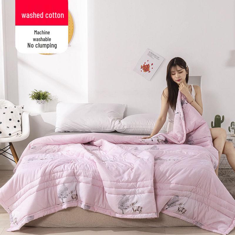 Washable Cotton Summer Quilt for Air Conditioning - Cool, Breathable, Thin Quilt for Kids and Adults