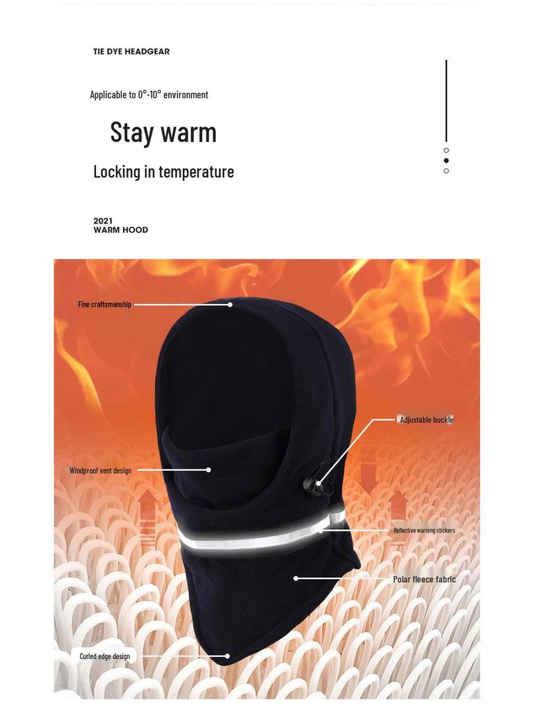 Velvet Lined Reflective Ski Mask and Neck Guard for Autumn/Winter Riding