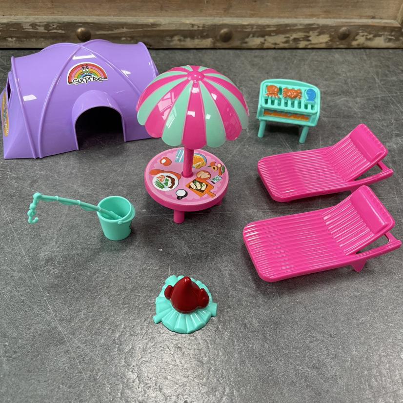 

8pcs Outdoor Simulation Camping Set, Umbrella for Lounge, Picnic Set, Fishing Set, Fire Pit, Wild Camp Play Set for Kids фиолетовый