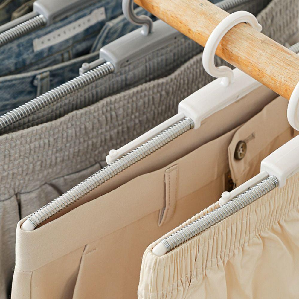 Adjustable Spring Pants Rack Spring Tension Clothes Hanger New Trouser Hanger Pants Storage