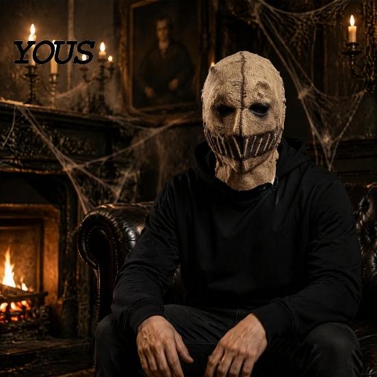 Scarecrow Latex Masque Halloween Masque, Adults Scary Full Head Honor Haunted House Role Play Cosplay Party Props for Costume, One Piece Elastic