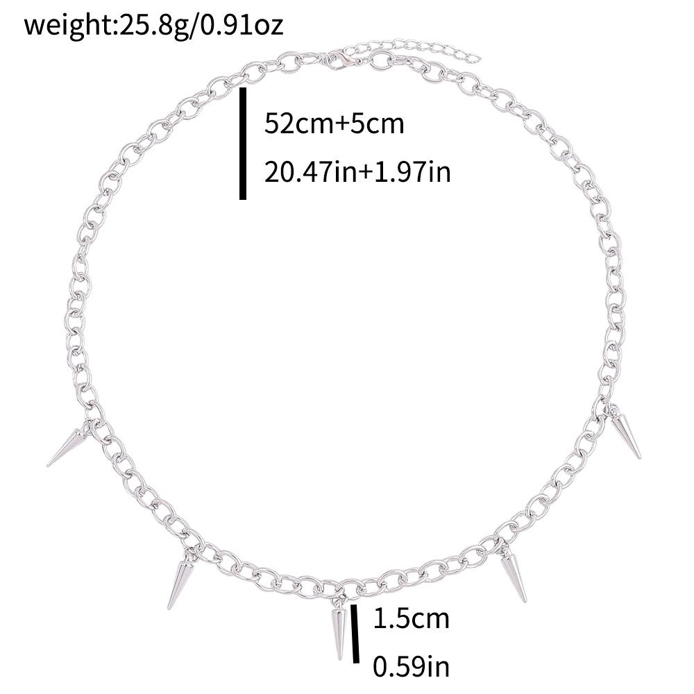 Men Punk Style Rivet Tassel Necklace Hip Hop Women Fashion Geometric Titanium Steel Chain Necklace