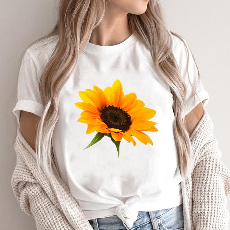 (Asian Size) T leopard flower Graphic Female Women's Clothing Top O-neck Tee Fashion Print Casual Short Sleeve T-shirts 