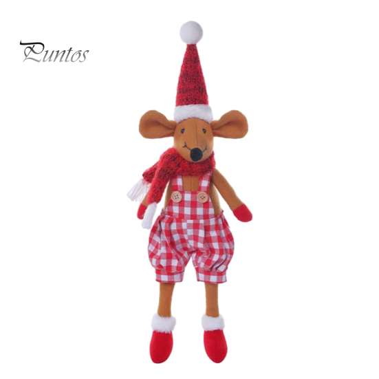 Tischdisplay-Puppe, Weihnachts-Plüschmaus-Puppe, Stofftier-Spielzeug mit Weihnachtsmannmütze, Weiches Sammlerstück, Niedliches Ornament für Weihnachts-Heimregal-Dekoration