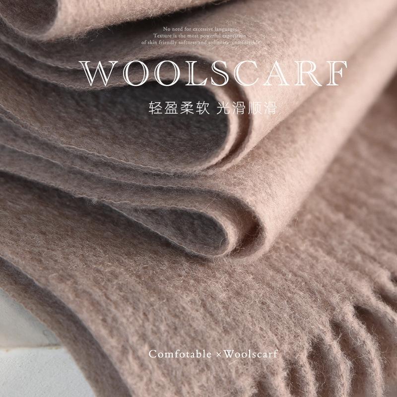 100% Wollschal Einfarbiger Schal Für Damen Vielseitiger Herbst- Und Winterschal Verdickter Warmer Schal Einfache Schals Mit Quasten
