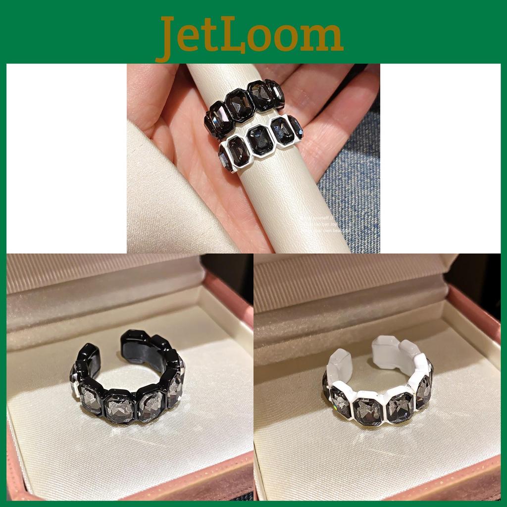 Hexagonal Minimalist Alloy Ring With Sparkling Rhinestones For Female Fashion Accessories