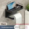 1pc Modern Self-Adhesive Plastic Toilet Paper Holder with Shelf, Wall Mounted No-Drill Tissue Roll Dispenser with Storage for Bathroom Accessories