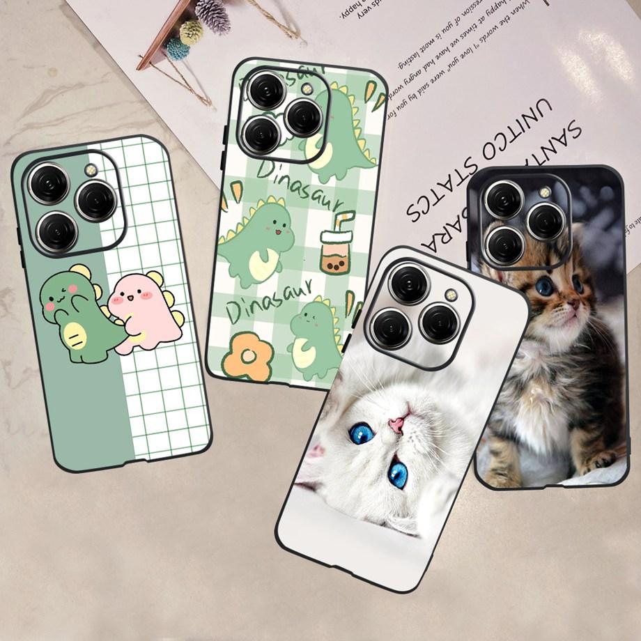 For Tecno Spark 20 Pro Case Liquid Silione Soft TPU Matte Cover Phone Mask On Spark20 20Pro 4G Luxury Pattern Cat Flower Cartoon
