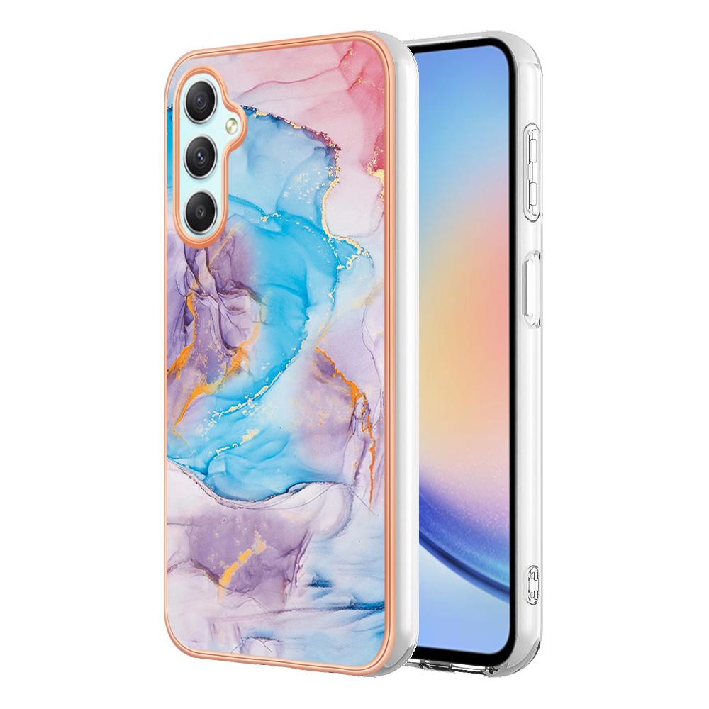 For Samsung Galaxy A25 5G (Global) (161.0 x 76.5 x 8.3mm) Case with IMD Marble Flower Pattern TPU Mobile Back Cover