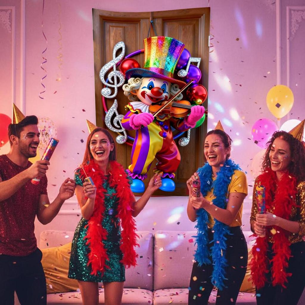 Carnival Door Banner 35.4x70.8 Inches Cartoon Holiday Backdrop Front Door Banner For Storefront Entrance Party Apartment School