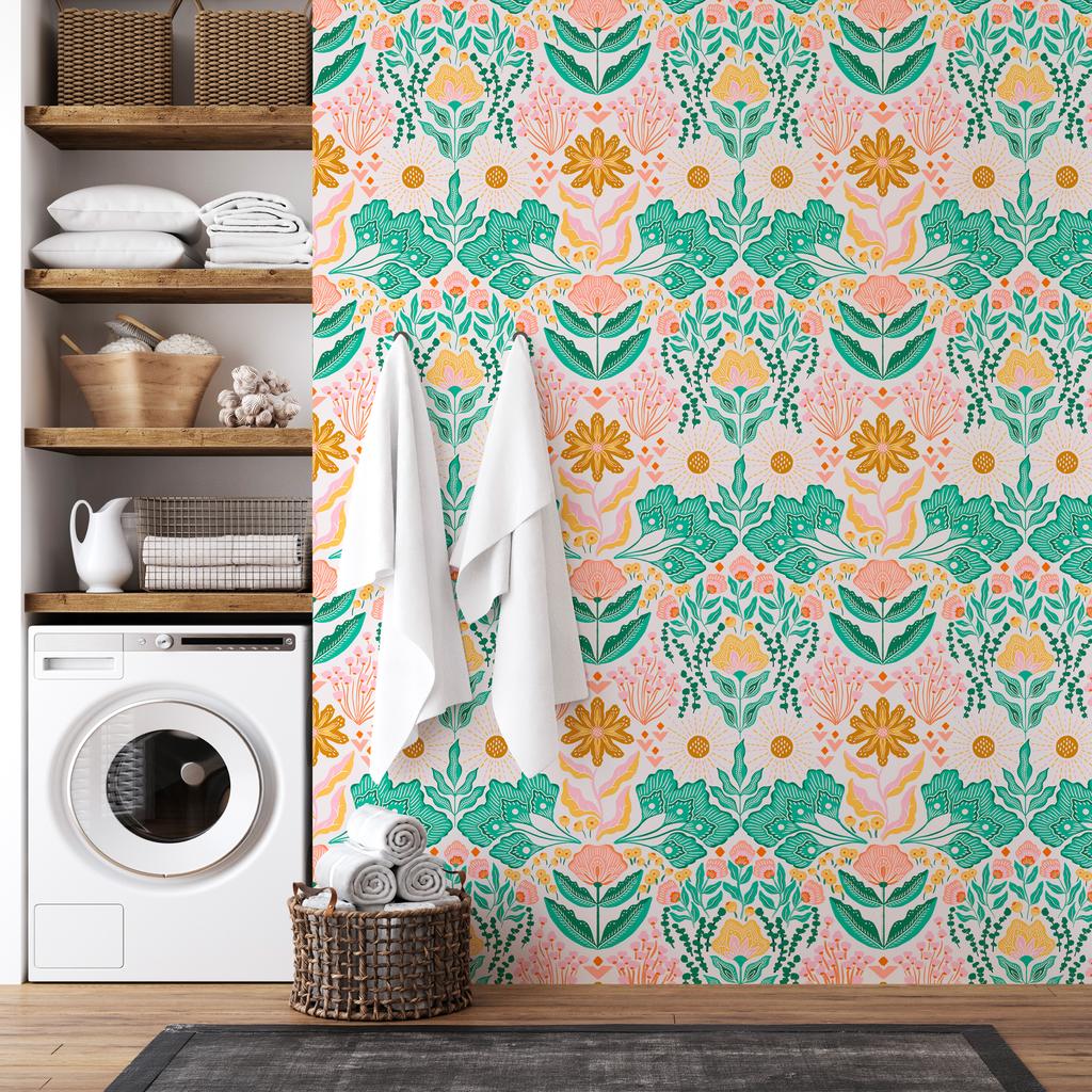 Vintage Red Floral Peel and Stick Wallpaper Watercolor Abstract Flower Wall Paper Roll Self Adhesive Contact Paper for Bedroom