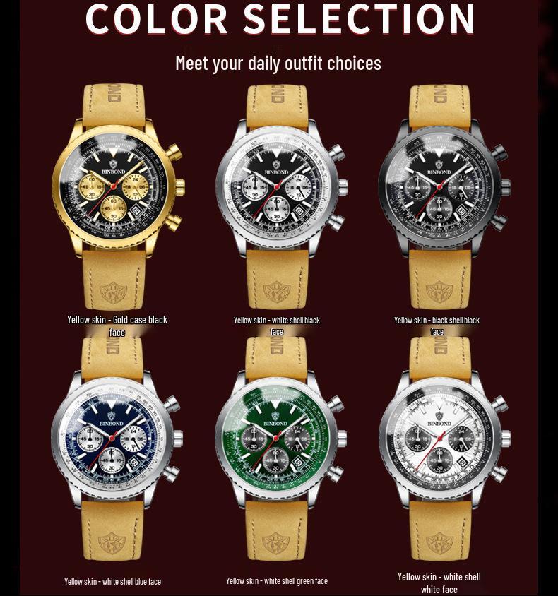BINBOND Men's Ultra-thin Silicone Strap Watch – Waterproof, Luminous, with Calendar