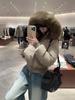 Velvet high waist Kendou style new down jacket women's short thin slim small big fur collar jacket