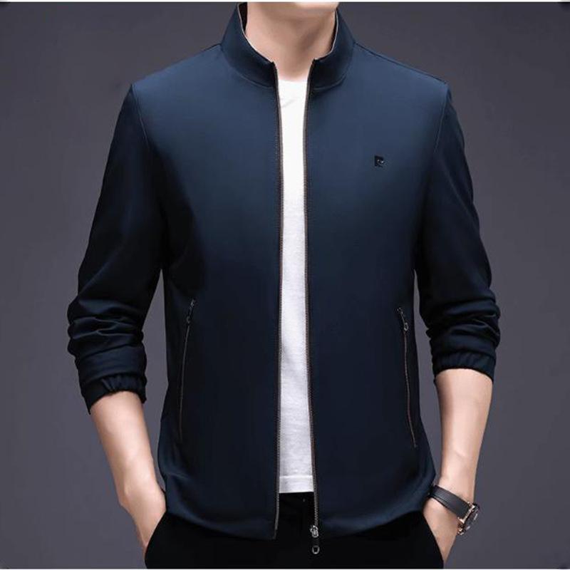 Stand Collar Jacket Men's Simple New Spring and Autumn Middle-aged Dad Business Casual Zipper Jacket Thin Top