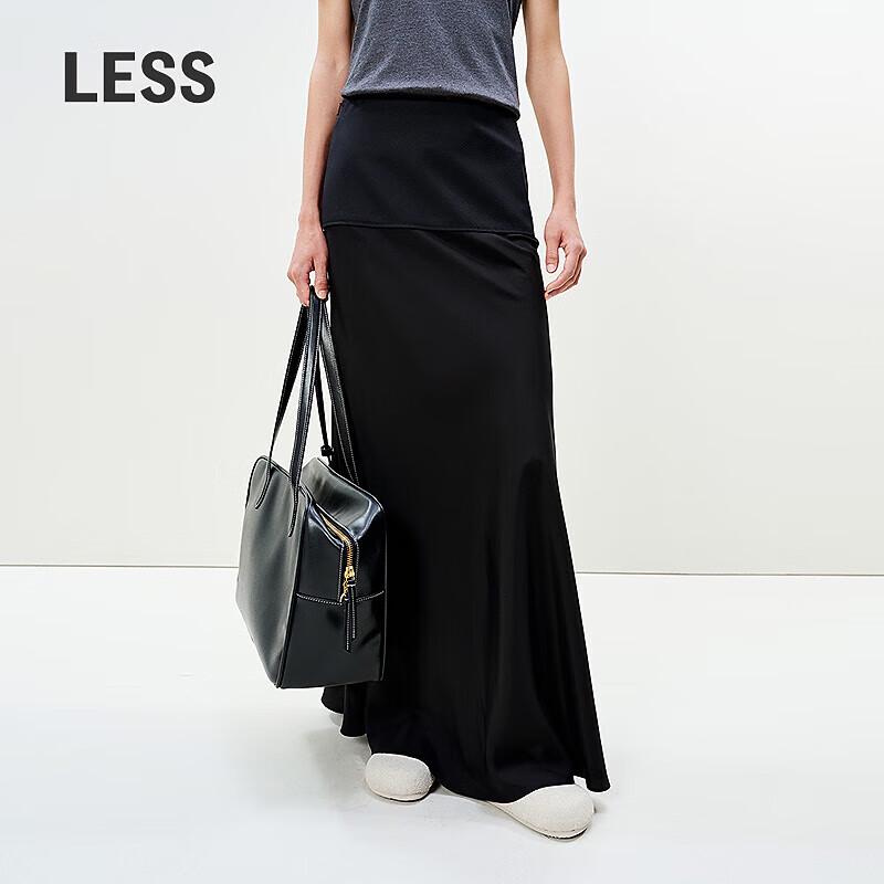 

LESS 2025 Spring Slim A-Line Patchwork Long Skirt S